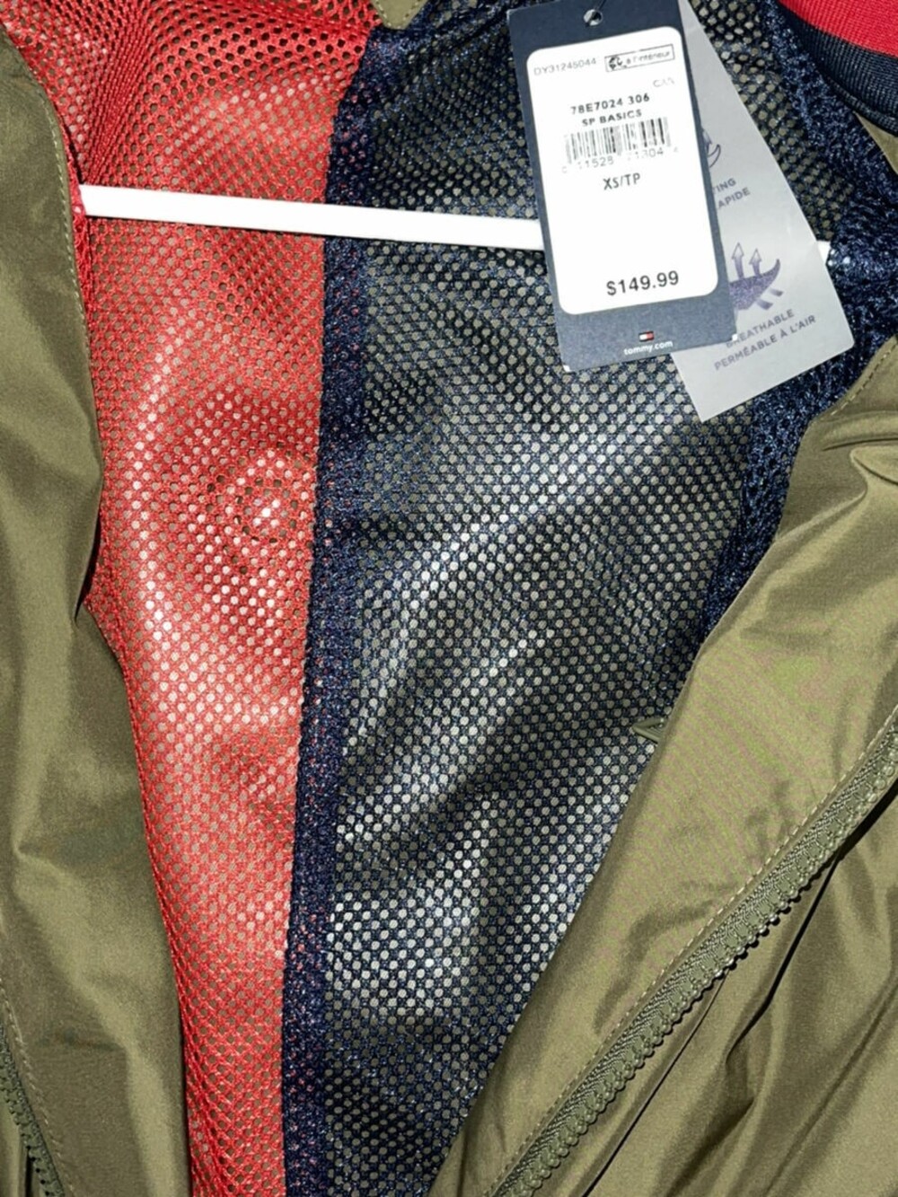 Tommy Hilfiger Jacket Mens XS Green Water Resistant Olive Bomber Light Coat NWT - Picture 6 of 6